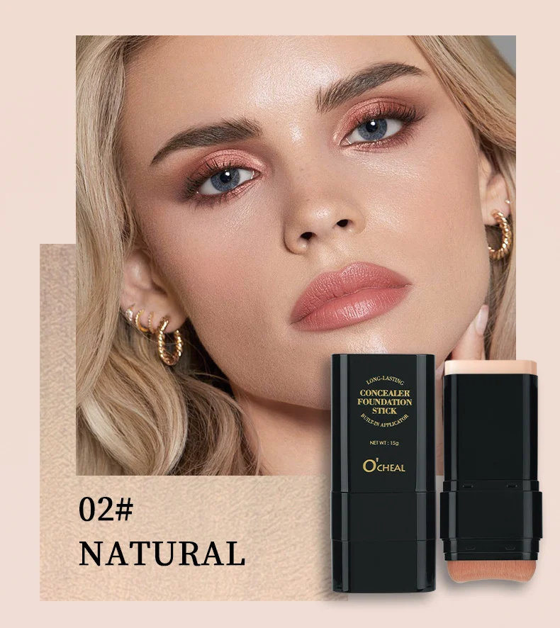 O'CHEAL Concealer Foundation Stick, Waterproof Long-Lasting, with Built-in Brush 8 concealer foundation stick sit gx2vgq9d desc 8