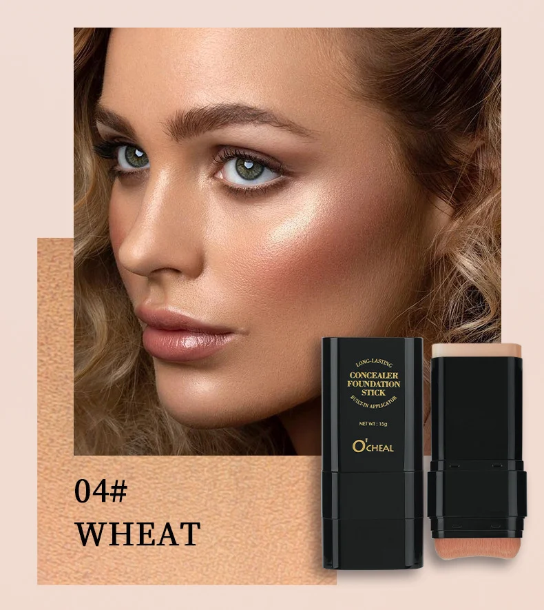 Concealer Foundation Stick Waterproof Long-Lasting Lightweight Dual-Ended Makeup with Brush 10 concealer foundation stick waterproof dual ended makeup brush sit e3xkysxg desc 10