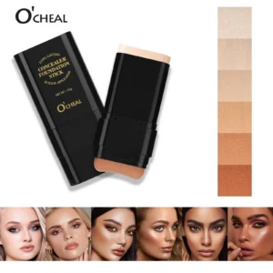 O'CHEAL Dual-Ended Concealer Foundation Stick with Built-In Brush for Waterproof, Long-Lasting Coverage
