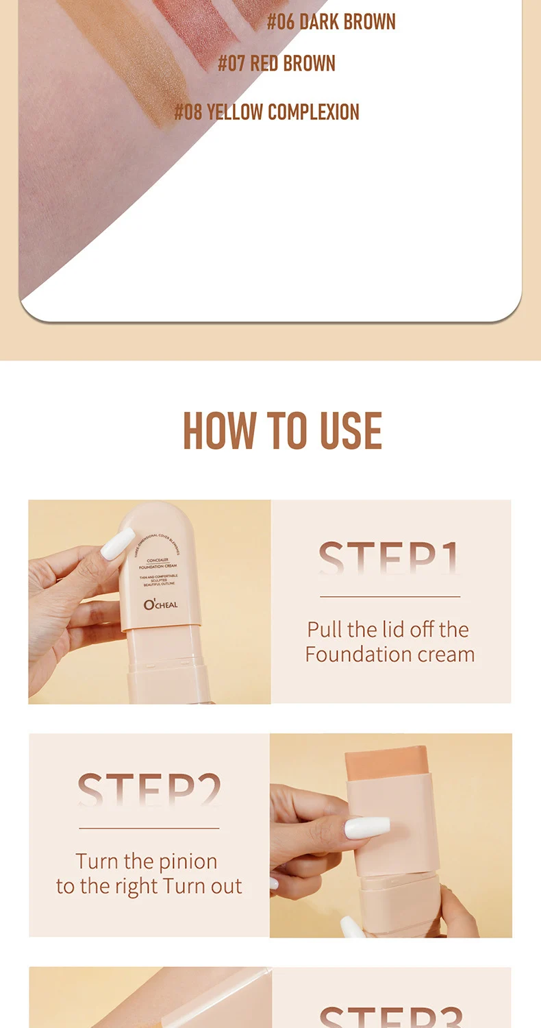 Concealer Foundation Stick Waterproof Full Coverage Long-Lasting Makeup 20g 15 concealer foundation stick waterproof full coverage sit skhdqb8x desc 15