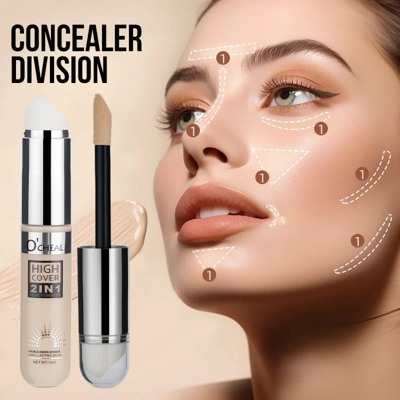 concealer-liquid-foundation-high-coverage-2in1-sit-tg8hw94m-1 O'CHEAL 2-in-1 High Coverage Liquid Concealer Foundation with built-in sponge brush for spot and acne coverage