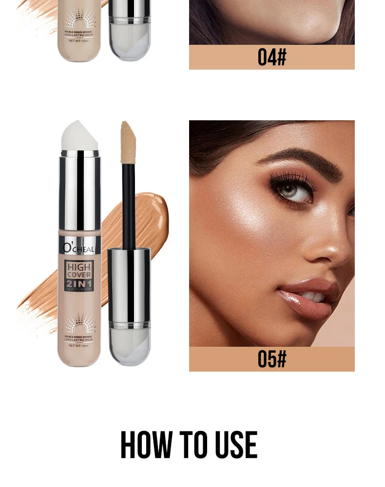 Concealer Liquid Foundation High Coverage 2-in-1 Full Face Concealer for Spots & Acne 14 concealer liquid foundation high coverage 2in1 sit tg8hw94m desc 14