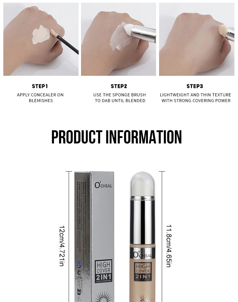 Concealer Liquid Foundation High Coverage 2-in-1 Full Face Concealer for Spots & Acne 15 concealer liquid foundation high coverage 2in1 sit tg8hw94m desc 15