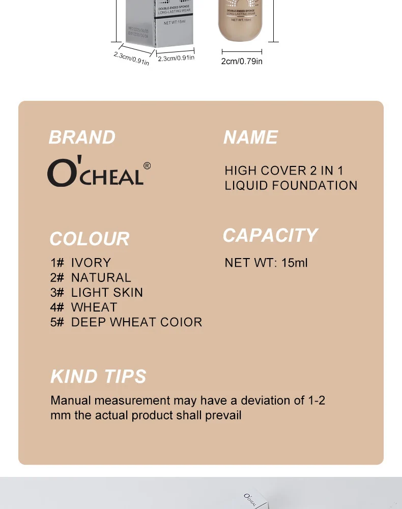 Concealer Liquid Foundation High Coverage 2-in-1 Full Face Concealer for Spots & Acne 16 concealer liquid foundation high coverage 2in1 sit tg8hw94m desc 16