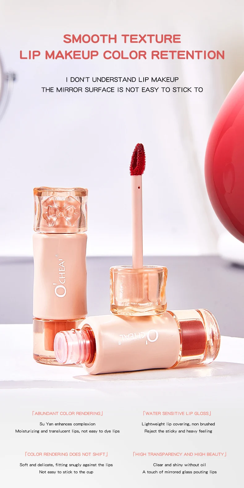 Crystal Freeze Mirror Light Lip Glaze Non-Sticky Long-Lasting Lip Tint 6 crystal freeze mirror light lip glaze sit z53ewyva desc 6
