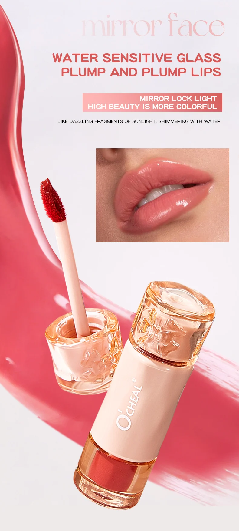 Crystal Freeze Mirror Lip Glaze Lip Stain Lip Gloss Hydrating Non-Sticky Lip Makeup 2 crystal freeze mirror lip glaze lip stain sit ne65hmr4 desc 2