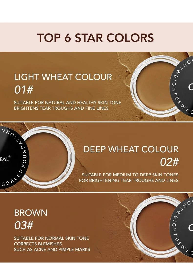 O'CHEAL Lightweight Dewy Concealer Foundation Full Coverage Waterproof 5 dewy cream concealer foundation sit b7npznc8 desc 5