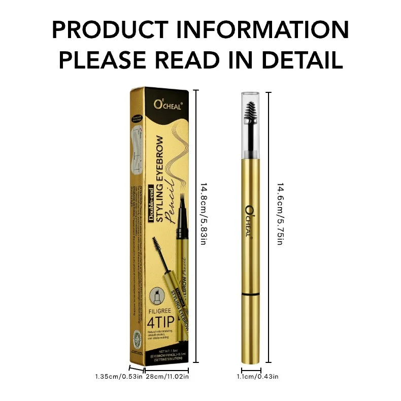 Double-End Eyebrow Pencil with Setting Gel Waterproof Sweat-Proof Long-Lasting Brow Makeup 11 double end eyebrow pencil with setting gel sit 599mr2zh desc 11
