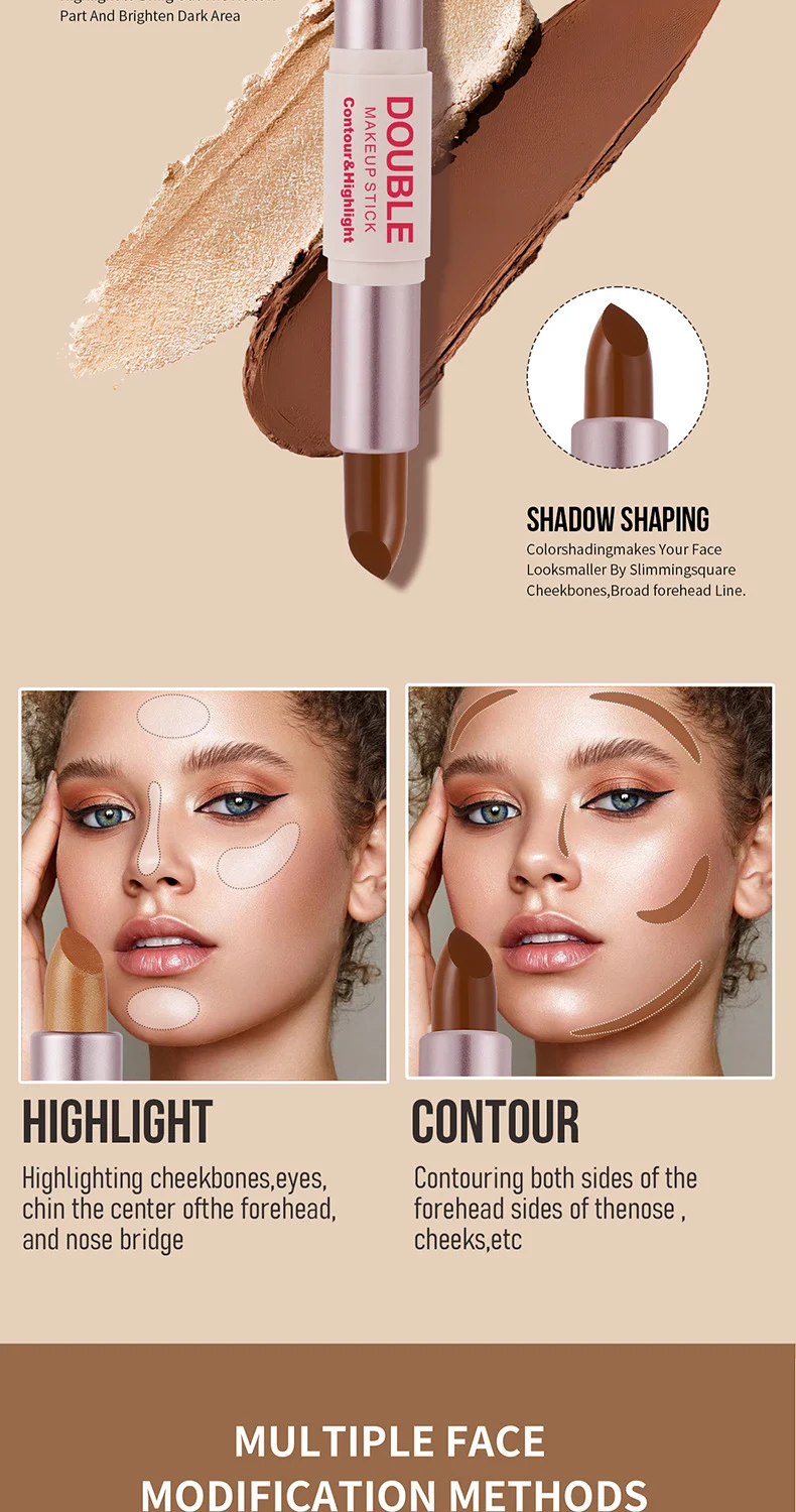 Double Ended Contour Stick Highlighter Shadow 3D Face Sculpting Makeup Stick 3 double ended contour stick highlighter shadow 3d face sculpting makeup stick sit xxpd8z9q desc 3