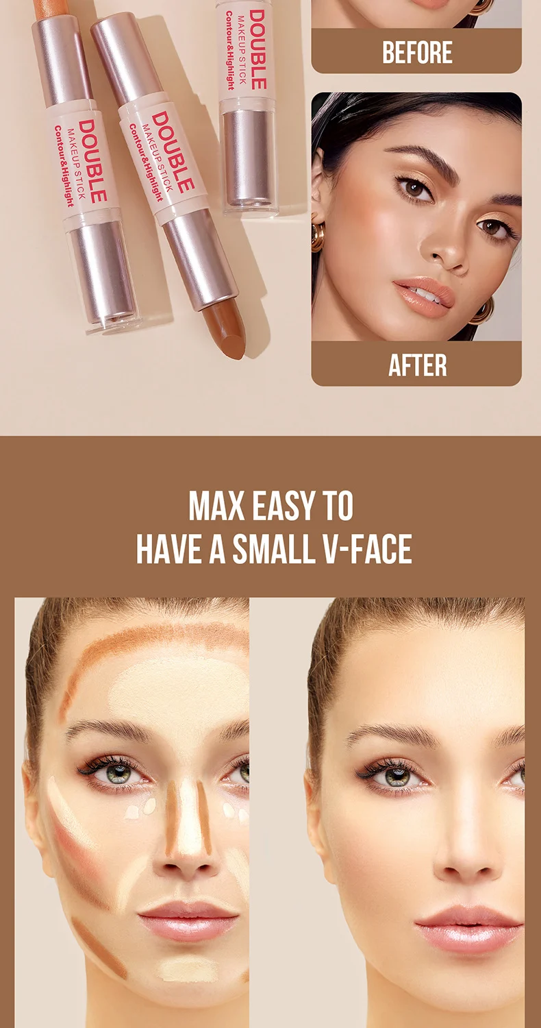 Double Ended Contour Stick Highlighter Shadow 3D Face Sculpting Makeup Stick 5 double ended contour stick highlighter shadow 3d face sculpting makeup stick sit xxpd8z9q desc 5
