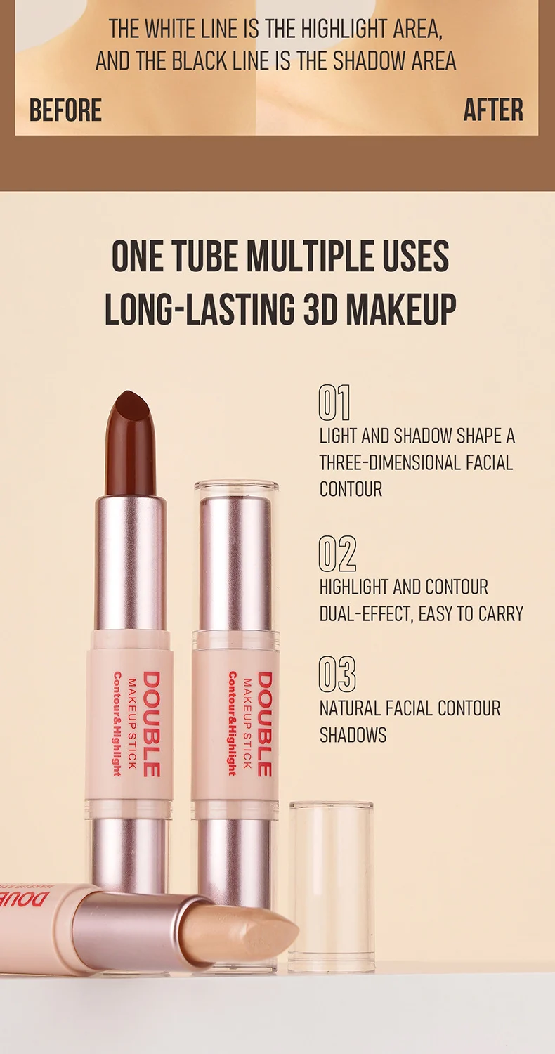 Double Ended Contour Stick Highlighter Shadow 3D Face Sculpting Makeup Stick 6 double ended contour stick highlighter shadow 3d face sculpting makeup stick sit xxpd8z9q desc 6