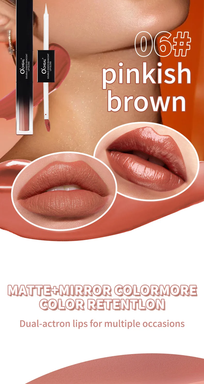 Double-Ended Lip Gloss Mirror Water Light Velvet Matte Lip Mud Non-Stick Cup Lipstick Lip Glaze Lip Liner 14 double ended lip gloss mirror water light velvet matte lip mud sit 6e2q37m3 desc 14