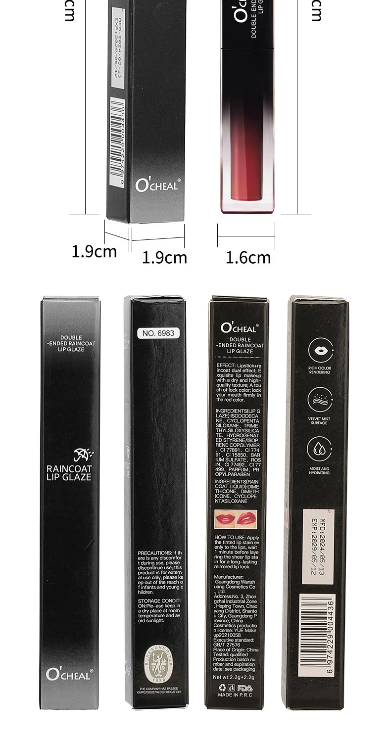 Double-Ended Lip Gloss Mirror Water Light Velvet Matte Lip Mud Non-Stick Cup Lipstick Lip Glaze Lip Liner 18 double ended lip gloss mirror water light velvet matte lip mud sit 6e2q37m3 desc 18