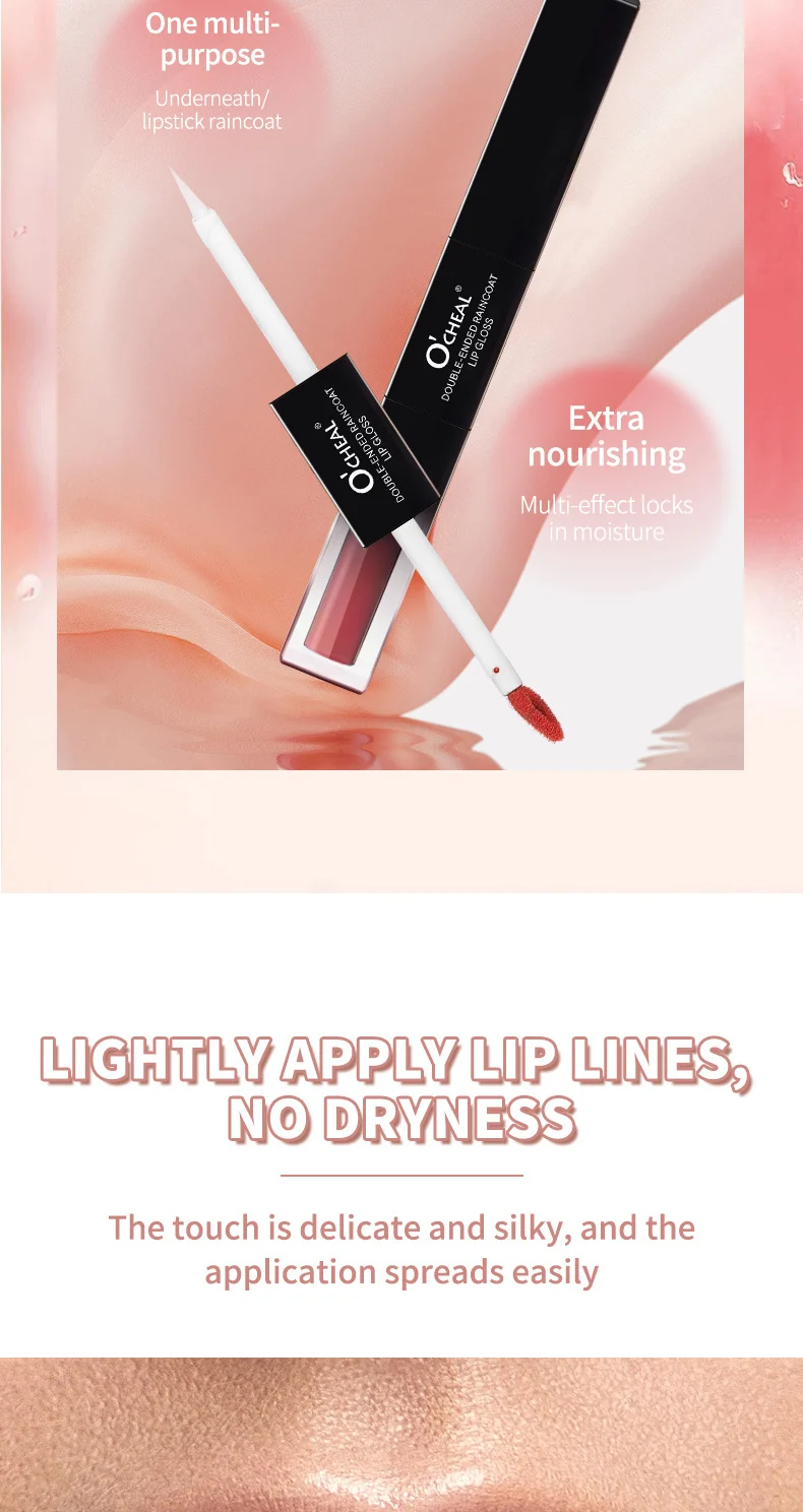 Double-Ended Lip Gloss Mirror Water Light Velvet Matte Lip Mud Non-Stick Cup Lipstick Lip Glaze Lip Liner 5 double ended lip gloss mirror water light velvet matte lip mud sit 6e2q37m3 desc 5