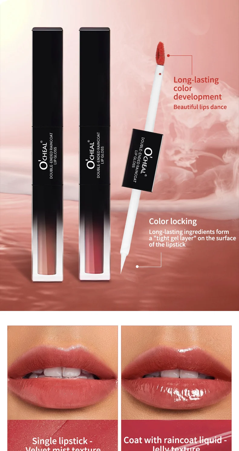 Double-Ended Lip Gloss Mirror Water Light Velvet Matte Lip Mud Non-Stick Cup Lipstick Lip Glaze Lip Liner 7 double ended lip gloss mirror water light velvet matte lip mud sit 6e2q37m3 desc 7