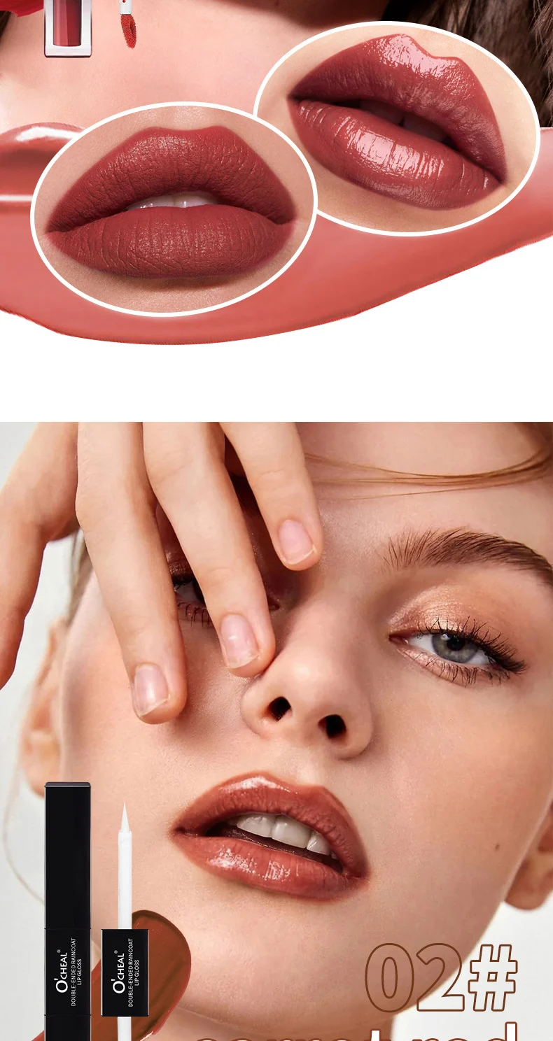 Double-Ended Lip Gloss Mirror Water Light Velvet Matte Lip Mud Non-Stick Cup Lipstick Lip Glaze Lip Liner 9 double ended lip gloss mirror water light velvet matte lip mud sit 6e2q37m3 desc 9