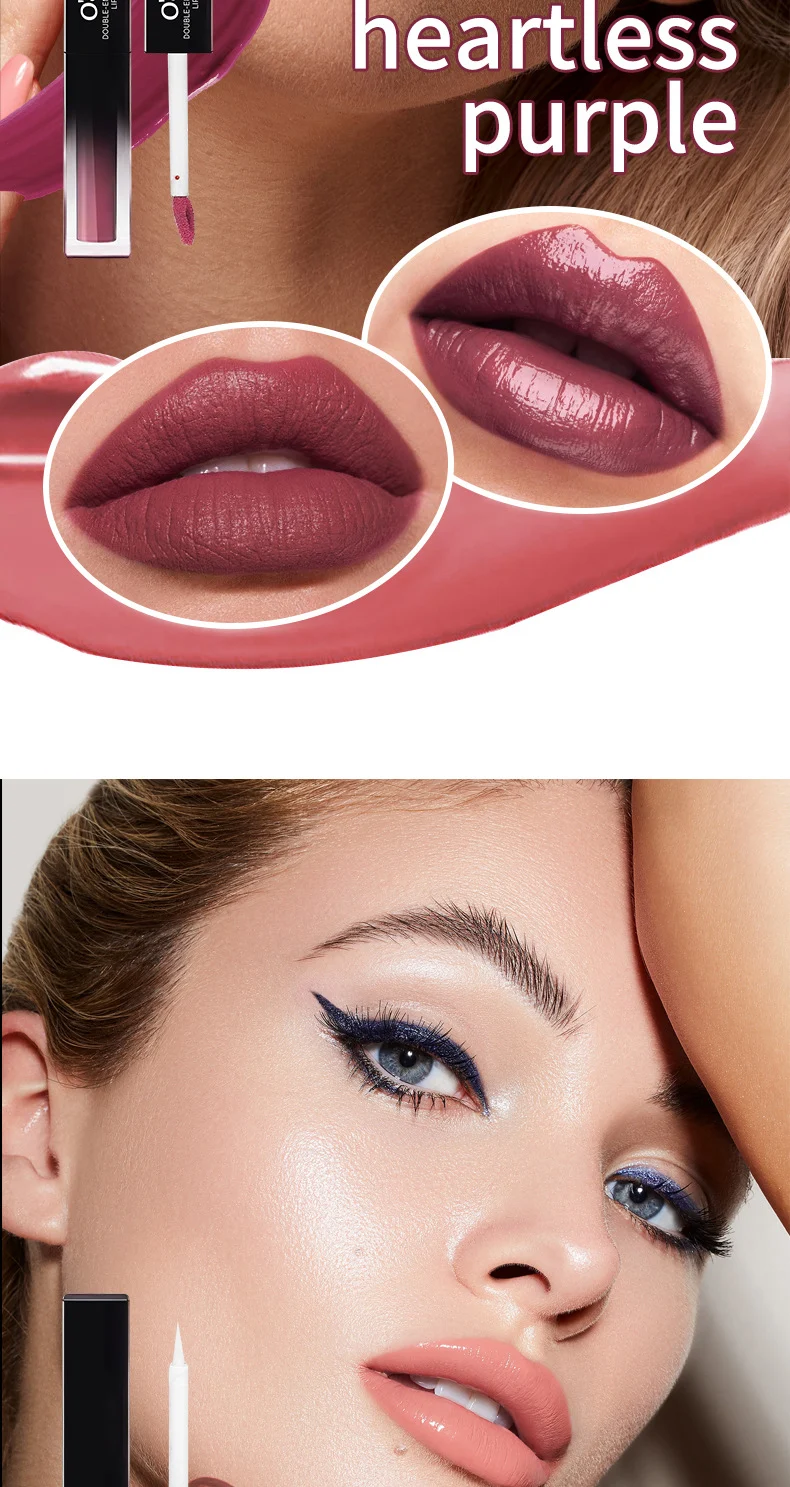 Double Ended Lip Gloss with Top Coat, Long Lasting Waterproof Lipstick Set, Velvet Matte & Mirror Finish Liquid Lipstick 14 double ended lip gloss with top coat sit b74bug4s desc 14