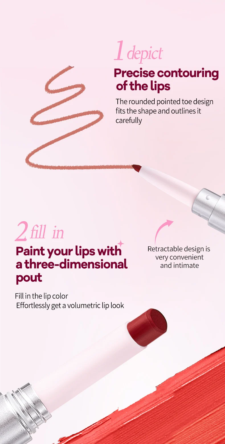 Double-Ended Lip Liner & Lipstick Pen 6 Matte Colors Retractable Lip Makeup 5 double ended lip liner lipstick pen 6 matte colors sit xmctw4qz desc 5