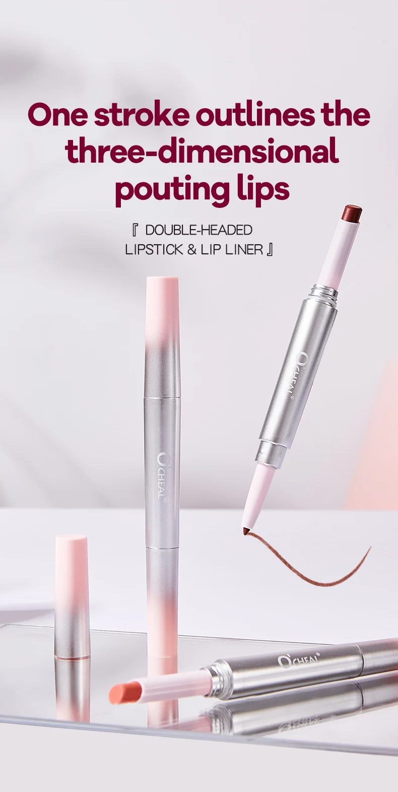 Double-Ended Lipstick & Lip Liner 6 Colors Velvet Matte Waterproof Long Lasting Lip Makeup Set 1 double ended lipstick lip liner 6 colors velvet matte waterproof sit jux8783d desc 1