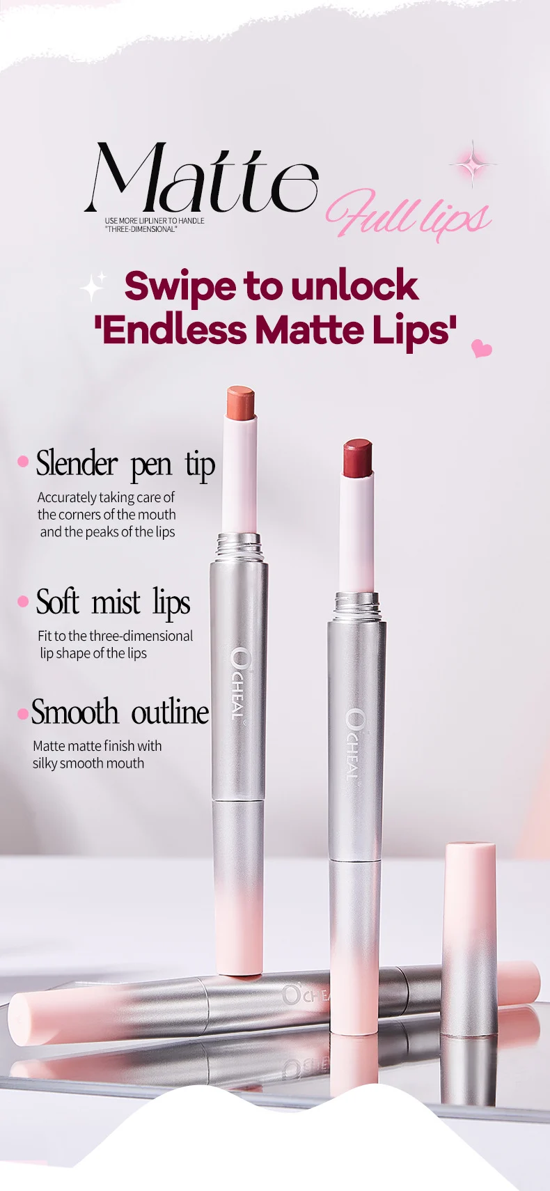Double-Ended Lipstick & Lip Liner 6 Colors Velvet Matte Waterproof Long Lasting Lip Makeup Set 7 double ended lipstick lip liner 6 colors velvet matte waterproof sit jux8783d desc 7