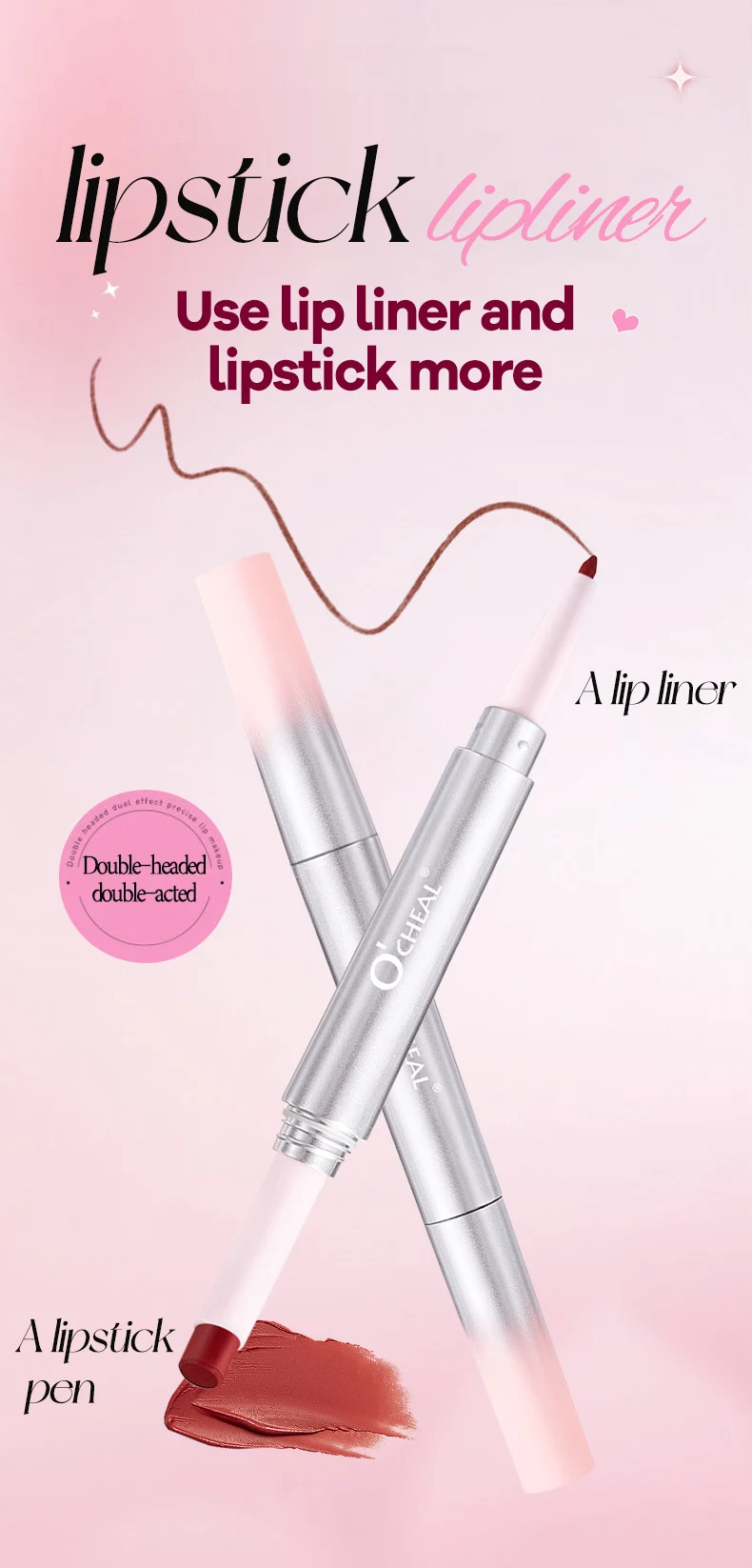 Double-Ended Lipstick & Lip Liner Set Matte Long Lasting Waterproof 3 double ended lipstick lip liner set matte sit 9pbpr53w desc 3