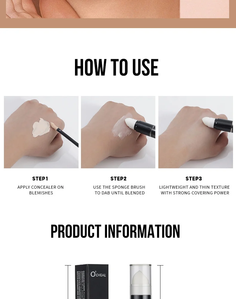 Double Ended Makeup Sponge Foundation Liquid Concealer Pen High Coverage 24H Wear 19 double ended makeup sponge foundation liquid concealer pen sit yhhgshgp desc 19