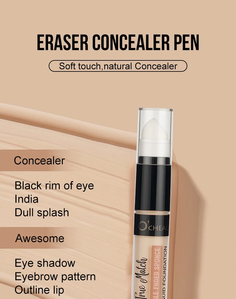 Double-Ended Sponge Concealer Foundation Pen Waterproof High Coverage 8ml 1 double ended sponge concealer foundation pen waterproof high coverage 8ml sit ytxkenpq desc 1