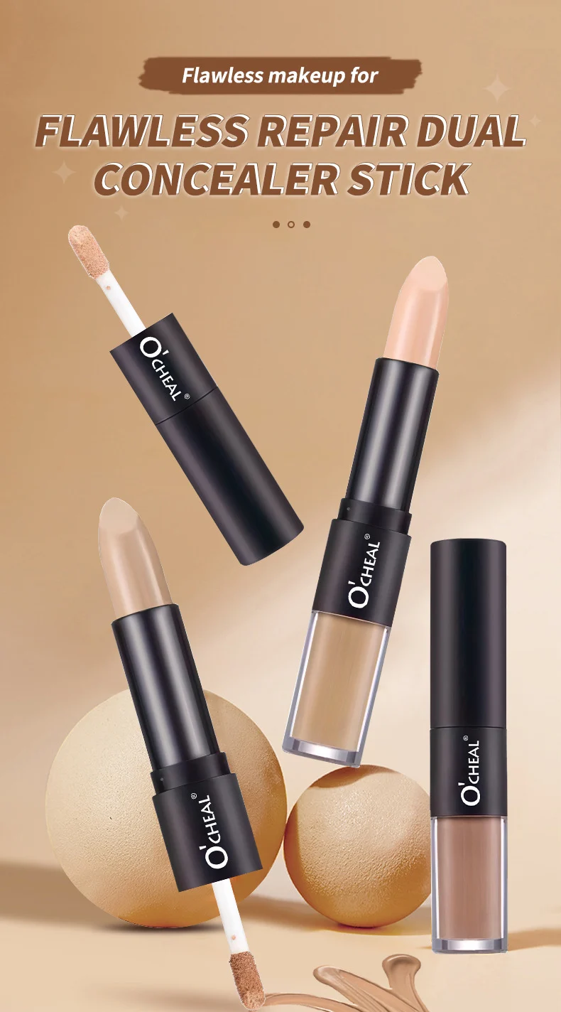 Dual Ended Concealer Stick Flawless Repair Cream & Liquid Concealer for Dark Circles, Acne Scars, Tattoos 1 dual ended concealer stick flawless repair cream liquid sit xydcvjc5 desc 1