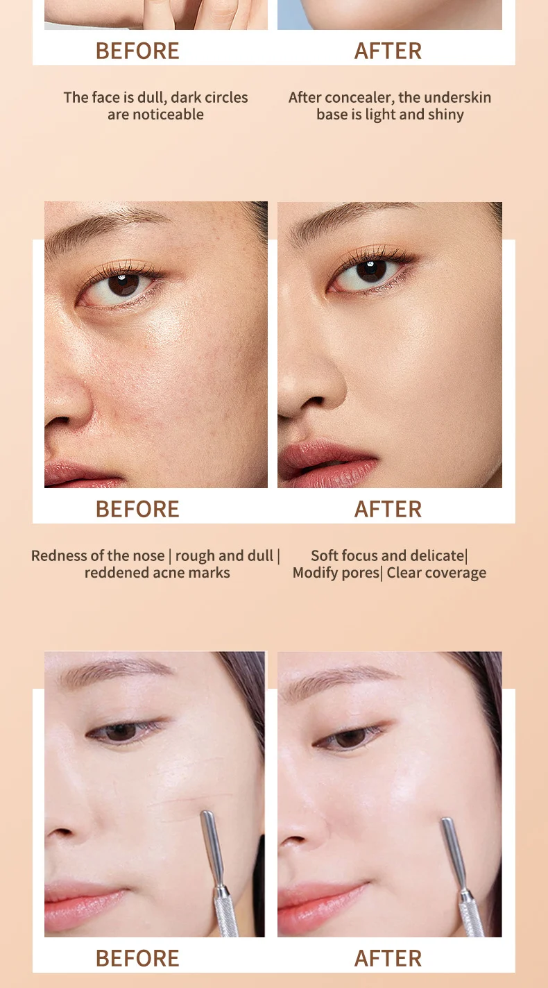 Dual Ended Concealer Stick Flawless Repair Cream & Liquid Concealer for Dark Circles, Acne Scars, Tattoos 11 dual ended concealer stick flawless repair cream liquid sit xydcvjc5 desc 11