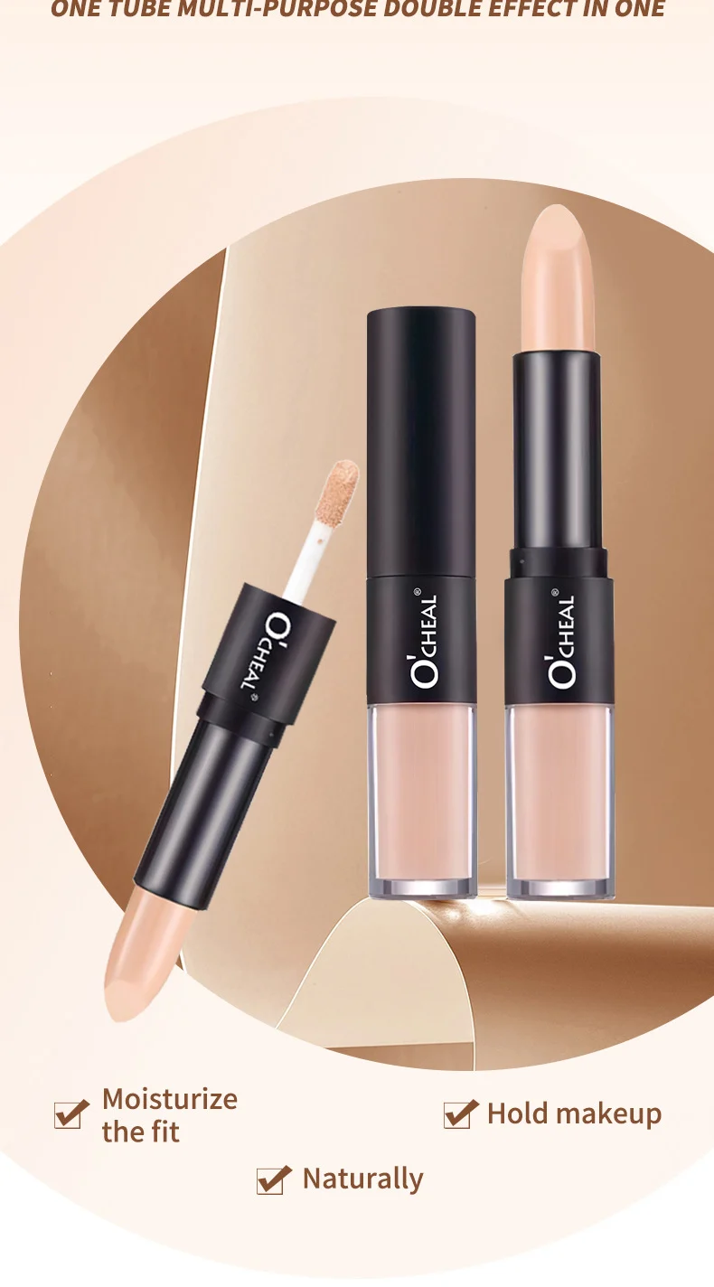 Dual Ended Concealer Stick Flawless Repair Cream & Liquid Concealer for Dark Circles, Acne Scars, Tattoos 3 dual ended concealer stick flawless repair cream liquid sit xydcvjc5 desc 3