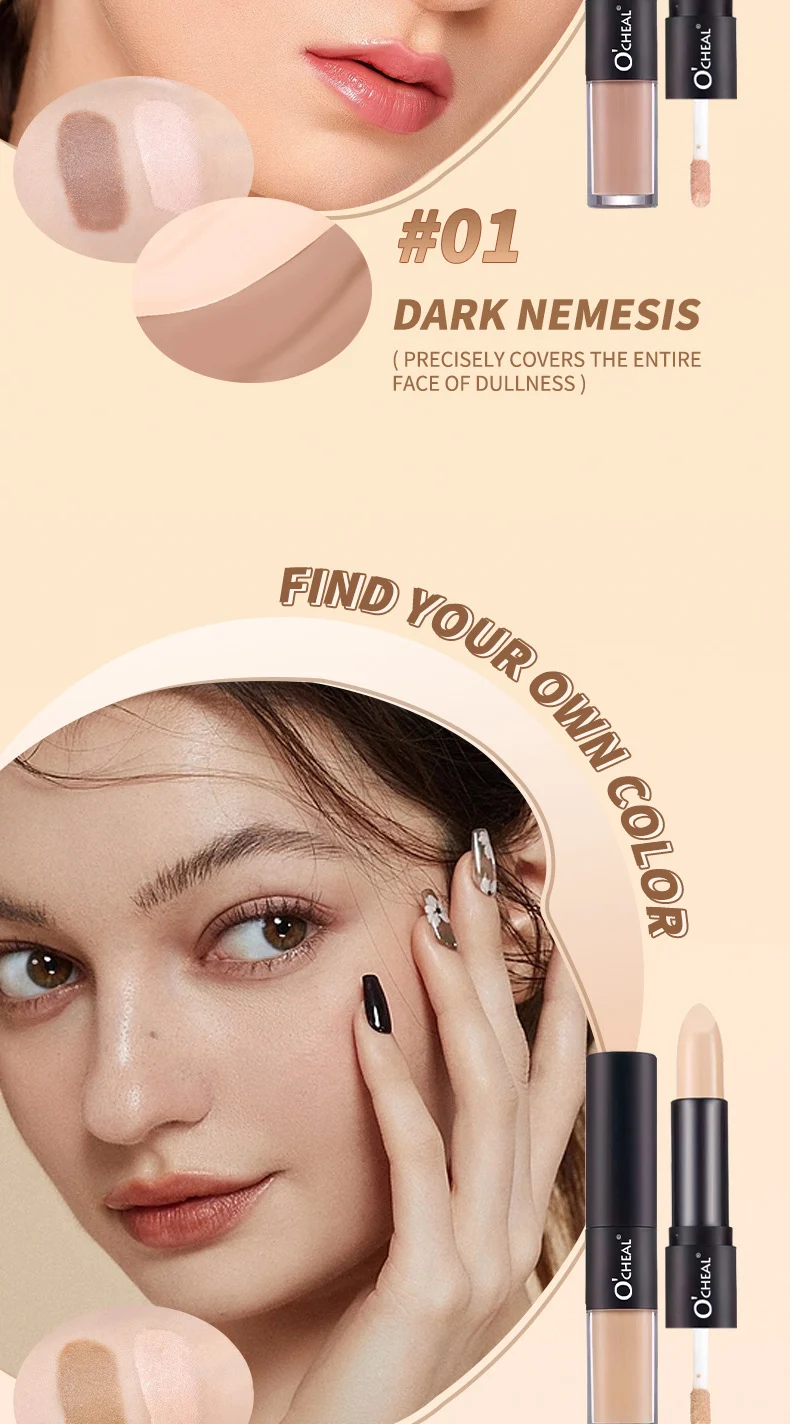 Dual Ended Concealer Stick Flawless Repair Cream & Liquid Concealer for Dark Circles, Acne Scars, Tattoos 7 dual ended concealer stick flawless repair cream liquid sit xydcvjc5 desc 7