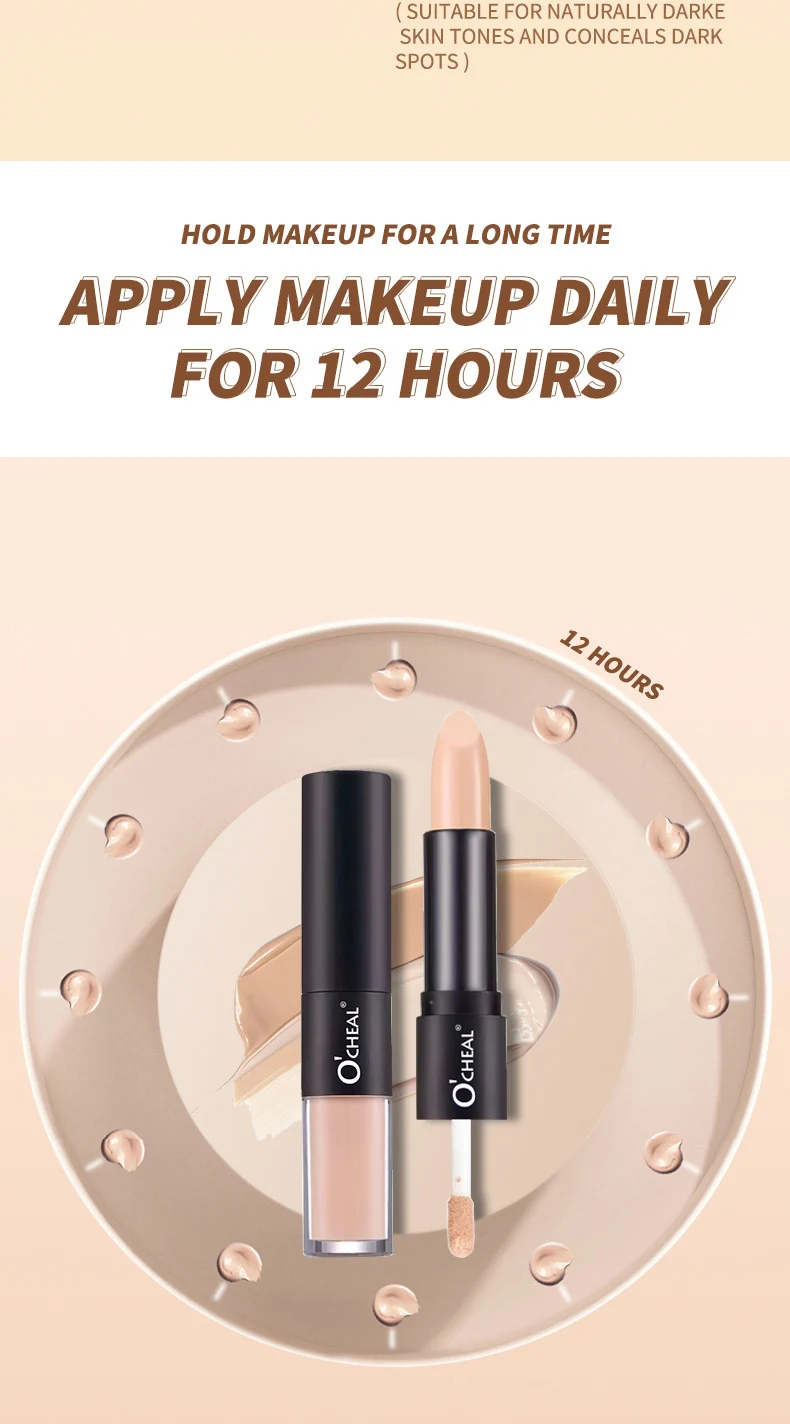 Dual Ended Concealer Stick Flawless Repair Cream & Liquid Concealer for Dark Circles, Acne Scars, Tattoos 9 dual ended concealer stick flawless repair cream liquid sit xydcvjc5 desc 9