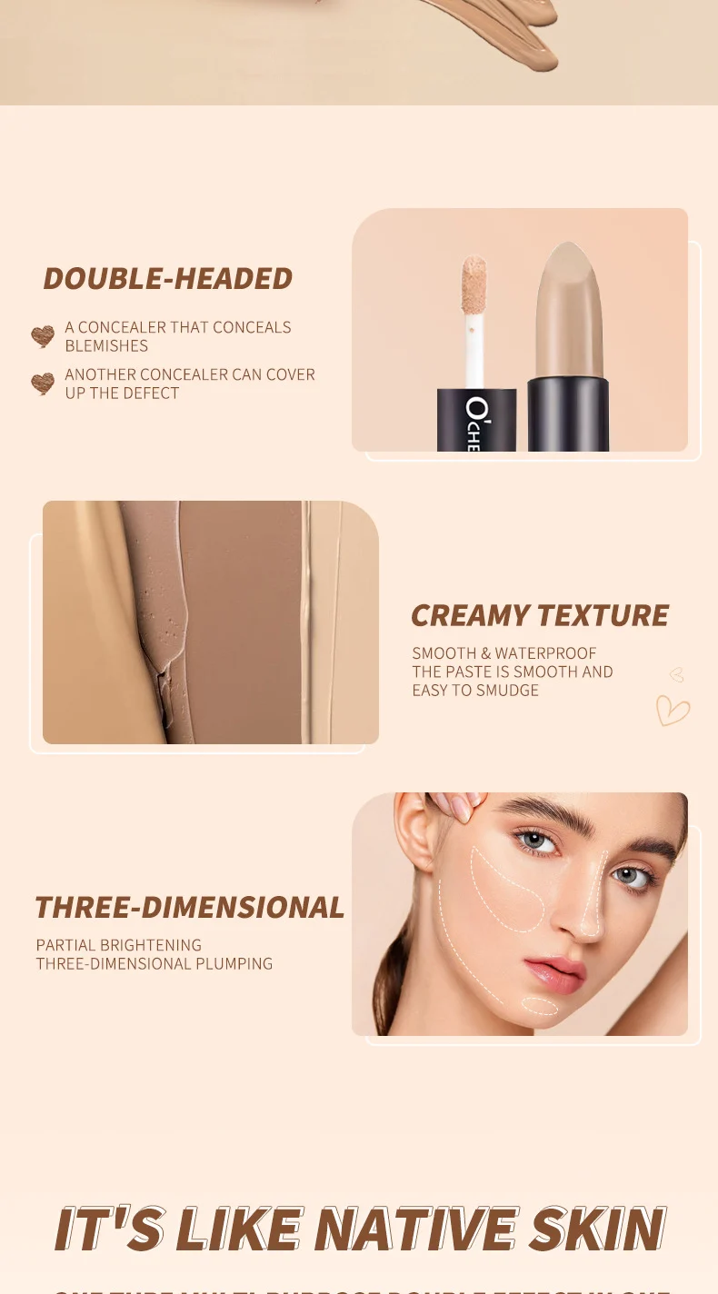 Dual-Ended Concealer Stick Flawless Repair Creamy Liquid Contour Highlighter Foundation 2 dual ended concealer stick flawless repair creamy contour highlighter sit 4fvk9x2w desc 2