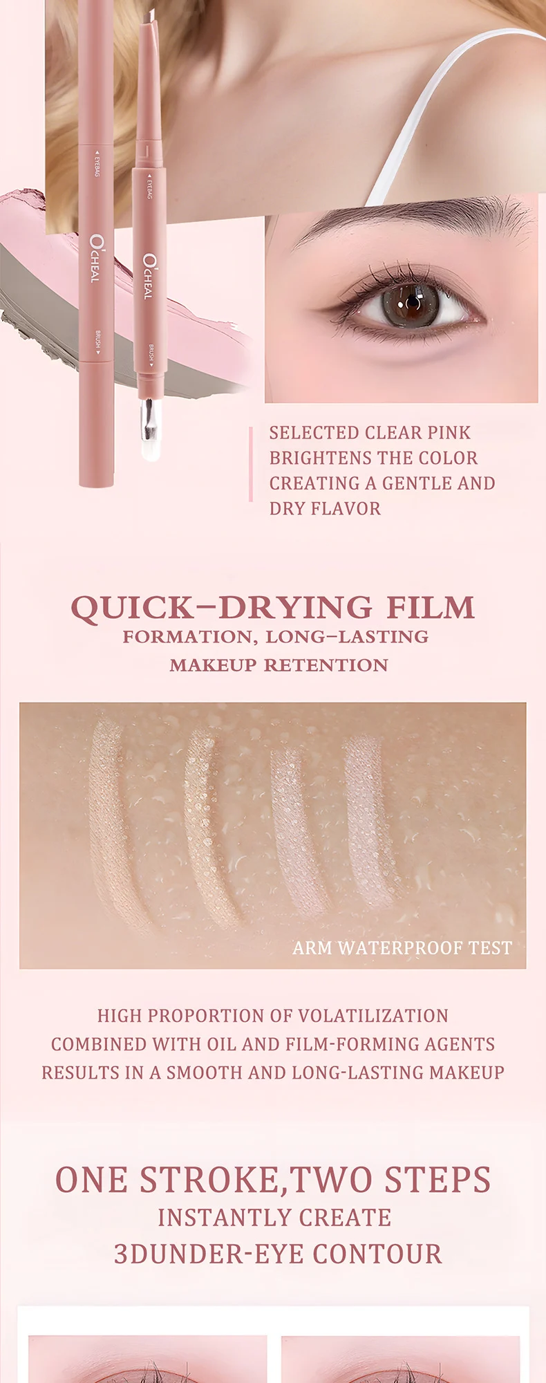 Dual-Ended Under Eye Pencil 2-in-1 Contour & Highlight Pen Waterproof Long-Lasting Makeup 8 dual ended under eye pencil 2 in 1 contour highlight pen sit 5fnfhmmg desc 8