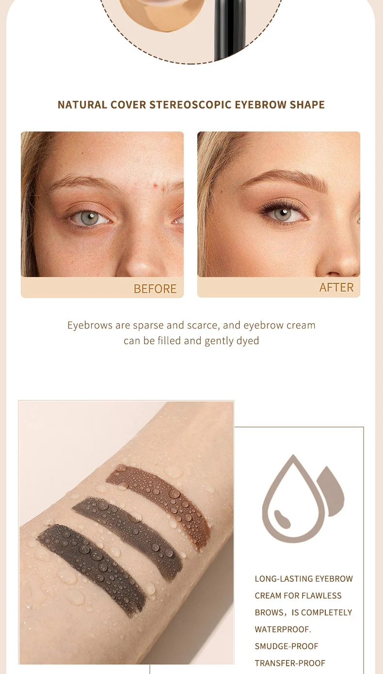 Eyebrow Dyeing Cream Waterproof Long-lasting Smudge-proof 3D Velvet Brow Stamp 12 eyebrow dyeing cream waterproof long lasting smudge proof 3d velvet brow stamp sit k2m4a866 desc 12