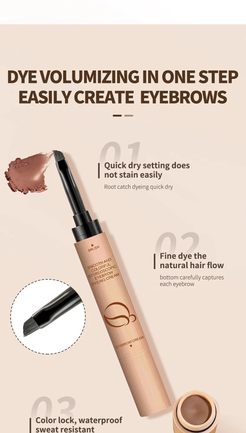 Eyebrow Dyeing Cream Waterproof Long-lasting Smudge-proof 3D Velvet Brow Stamp 5 eyebrow dyeing cream waterproof long lasting smudge proof 3d velvet brow stamp sit k2m4a866 desc 5