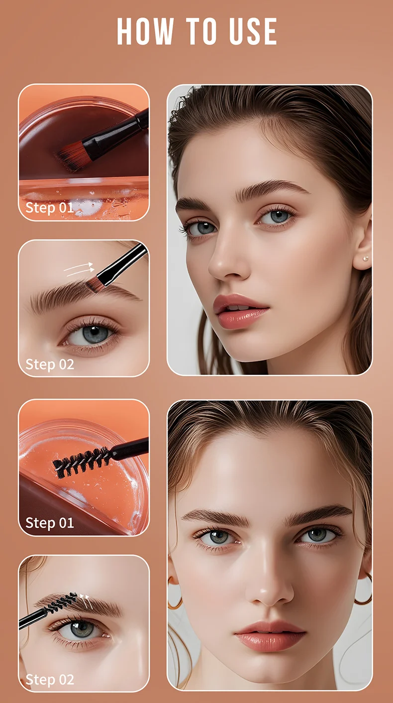 Eyebrow Gel and Dye 2-in-1 Waterproof Tinting & Setting Gel for Natural Fuller Brows 6 eyebrow gel dye 2 in 1 waterproof tinting setting gel sit 5ukg5yrf desc 6