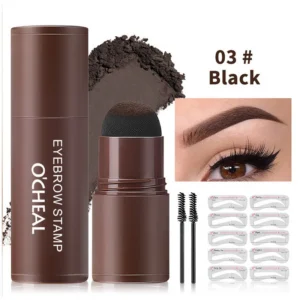 OCHEAL Eyebrow Stamp Kit for instant, waterproof, and natural-looking brow shaping, includes stamp, brushes, and stencils.