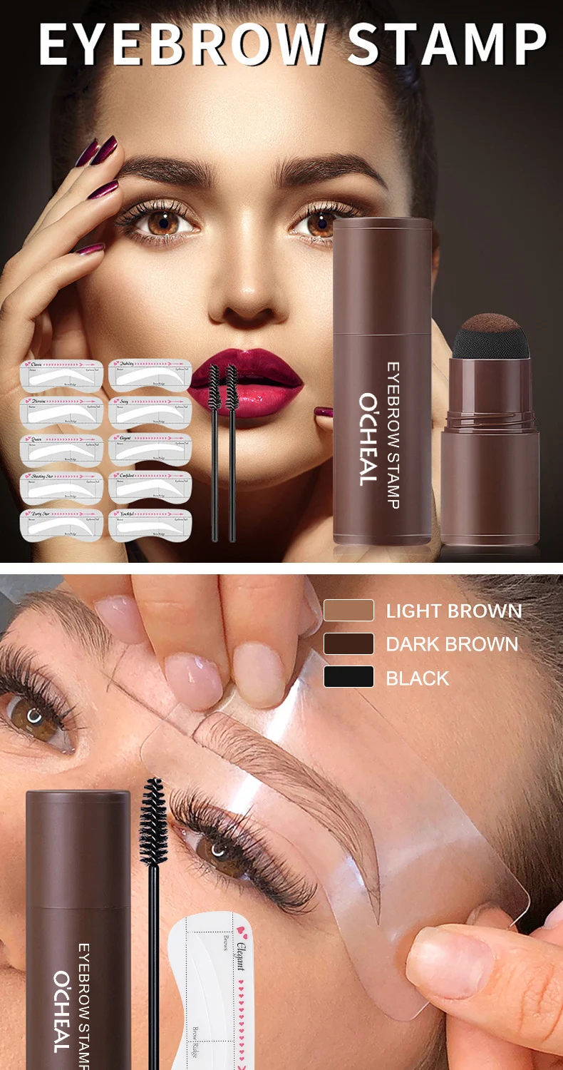 Eyebrow Stamp Kit Instant Brow Shaping Waterproof Powder with Stencils & Brushes 1 eyebrow stamp kit instant brow shaping waterproof sit 7ru72hgu desc 1
