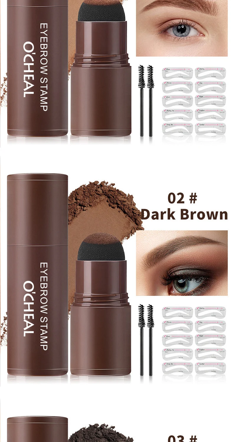 Eyebrow Stamp Kit Instant Brow Shaping Waterproof Powder with Stencils & Brushes 6 eyebrow stamp kit instant brow shaping waterproof sit 7ru72hgu desc 6