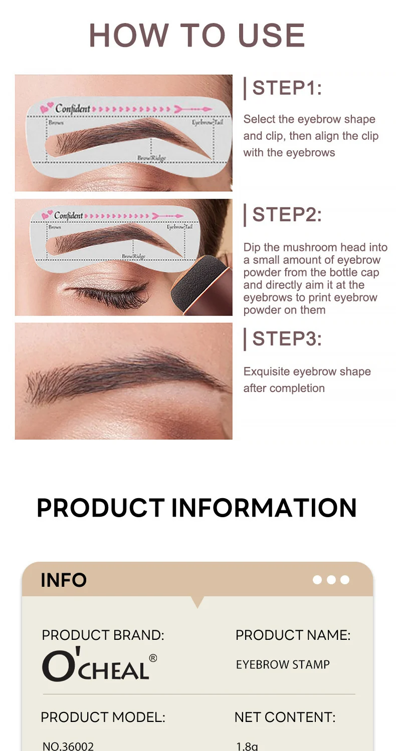Eyebrow Stamp Kit Instant Brow Shaping Waterproof Powder with Stencils & Brushes 8 eyebrow stamp kit instant brow shaping waterproof sit 7ru72hgu desc 8