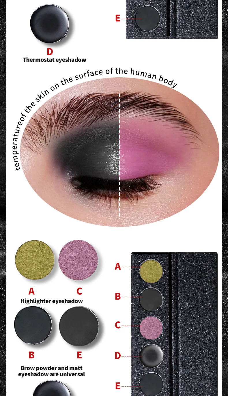 Five-Color Eyeshadow Palette Dark Punk Metallic Shimmer Matte Glitter Smoky Makeup 10 five color eyeshadow palette dark punk metallic shimmer matte sit q8k3dgye desc 10