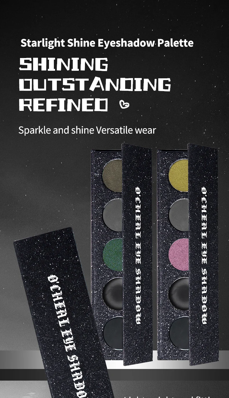 Five-Color Eyeshadow Palette Dark Punk Metallic Shimmer Matte Glitter Smoky Makeup 3 five color eyeshadow palette dark punk metallic shimmer matte sit q8k3dgye desc 3