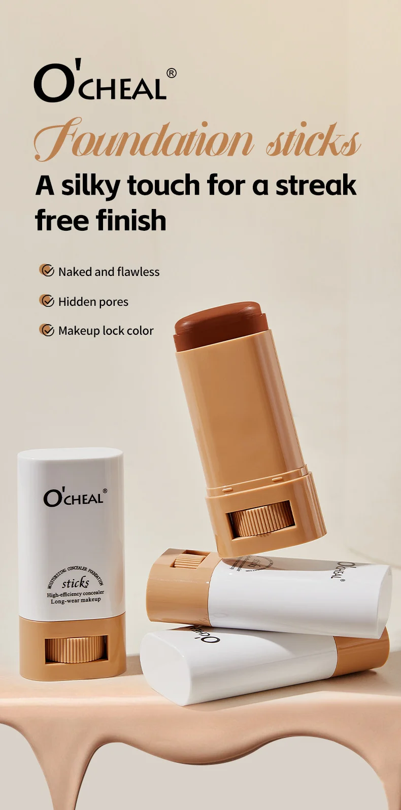 Foundation Stick Moisturizing Natural Concealer Long Wear 20g 1 foundation stick moisturizing concealer 20g sit 7kf4e252 desc 1