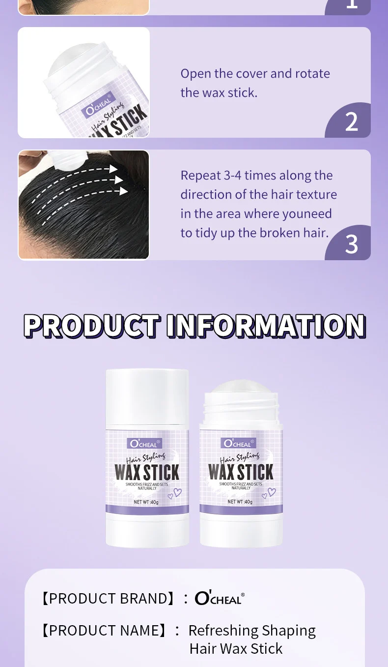 Hair Wax Stick for Flyaways and Styling Refreshing Shaping Non-Greasy 40g 13 hair wax stick flyaways styling refreshing shaping non greasy sit jave24qc desc 13