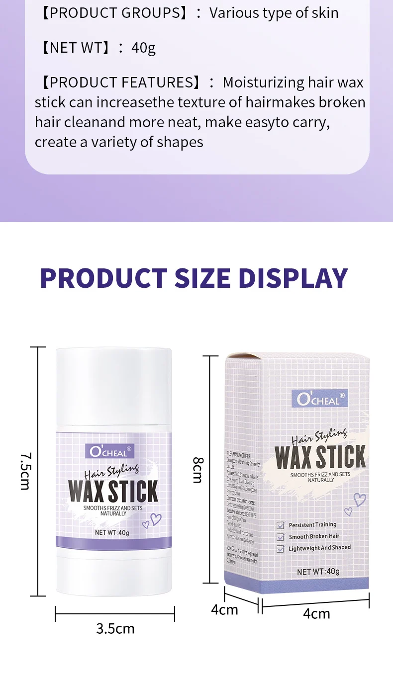 Hair Wax Stick for Flyaways and Styling Refreshing Shaping Non-Greasy 40g 14 hair wax stick flyaways styling refreshing shaping non greasy sit jave24qc desc 14