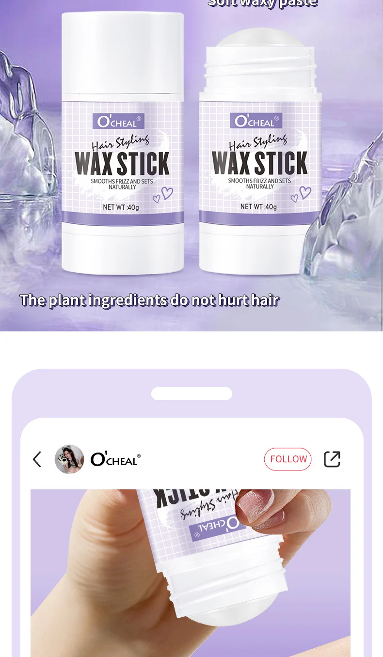 Hair Wax Stick for Flyaways and Styling Refreshing Shaping Non-Greasy 40g 3 hair wax stick flyaways styling refreshing shaping non greasy sit jave24qc desc 3