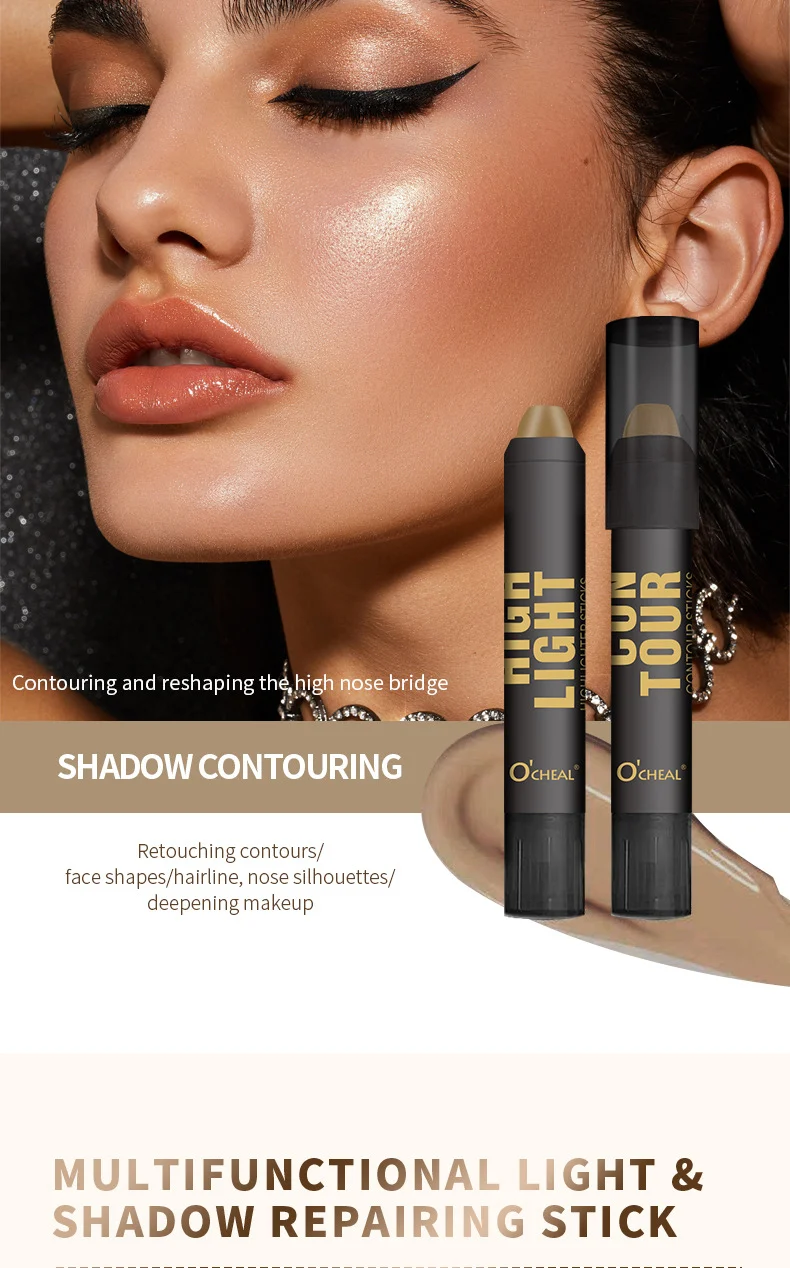 Highlight Contour Stick 2-in-1 Multi-Purpose Face Sculpting & Brightening Makeup Pen 14 highlight contour stick multi purpose face sculpting brightening makeup pen sit mehkz5w2 desc 14