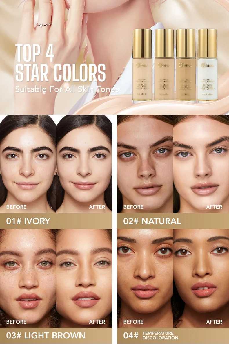 Invisible Fit Foundation Flawless Coverage BB Cream 30ml Natural Long-Lasting Skin Hydrating Makeup 4 invisible fit foundation flawless coverage bb cream 30ml sit 85m9jp89 desc 4