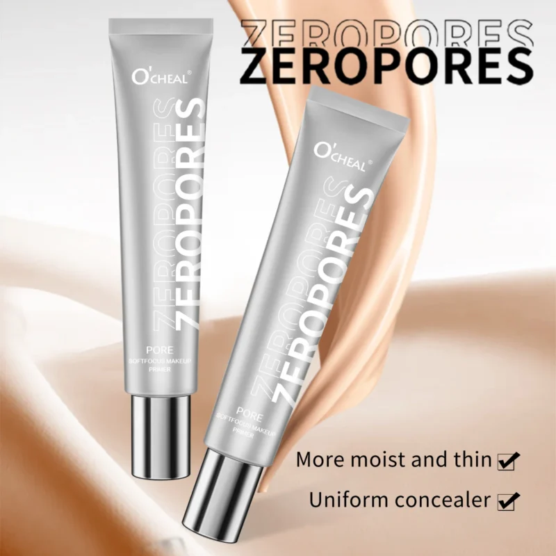 O'CHEAL Invisible Pore Soft Focus Makeup Primer creating a smooth, matte base for flawless makeup application.